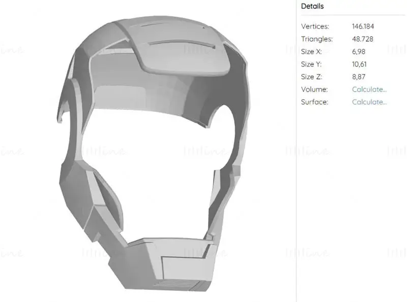War Machine MK1 Helmet Iron Man Mark 1 3D Printing Model STL