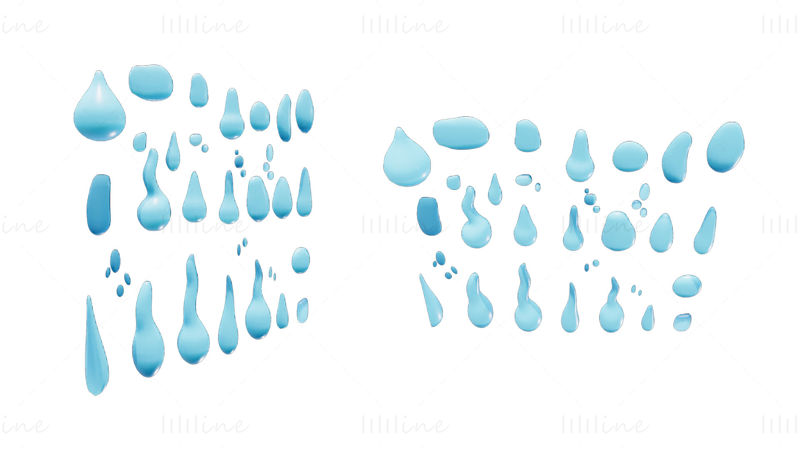 Paquete de modelos 3D de gota de agua: 30 en 1