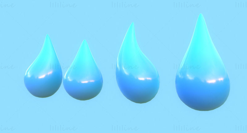 非現実的な水滴 3D モデル