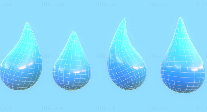 Nerealistický 3D model kapky vody