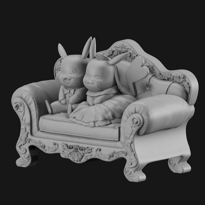 Hochzeits-Pikachu-Paar 3D-Druckmodell STL
