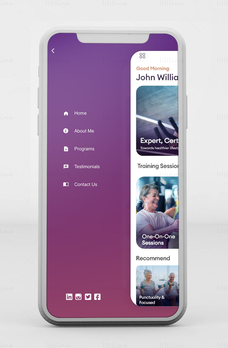 Aplicația Wellness Fitness - Adobe XD Mobile UI Kit