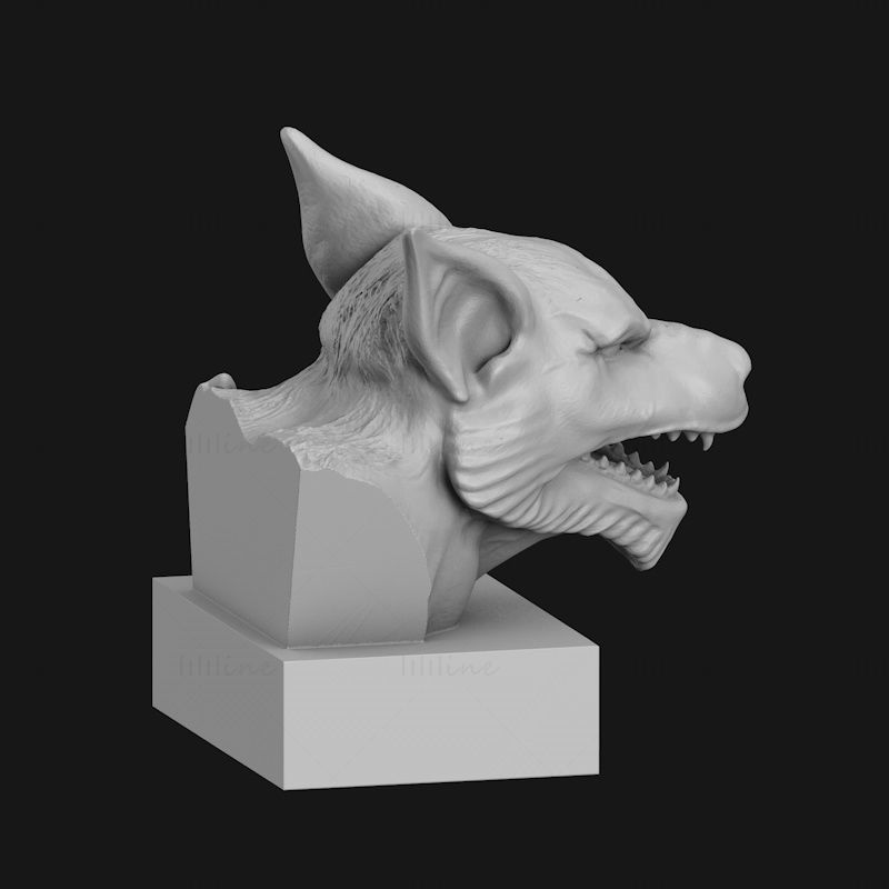 Modelo de impressão 3d de busto de lobisomem