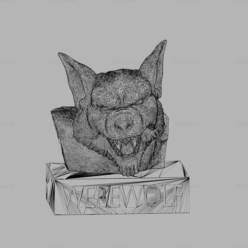 Werewolf bust 3d printing model