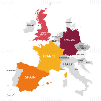 西ヨーロッパ地図ベクトル