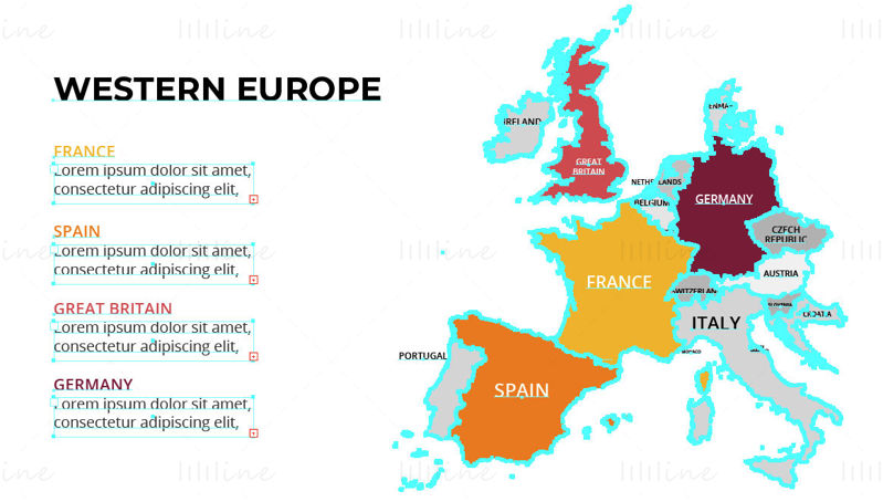 Векторна карта на Западна Европа