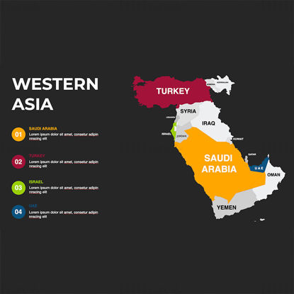 Mapa de infografías de Asia occidental PPT y Keynote editables