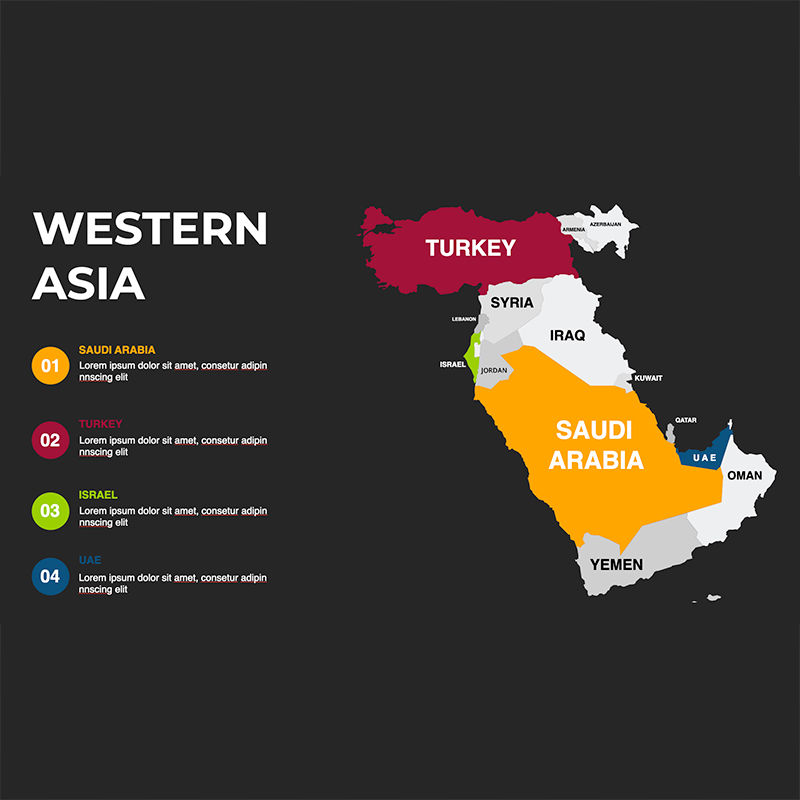 Mapa de infograf as de asia occidental ppt y keynote editables
