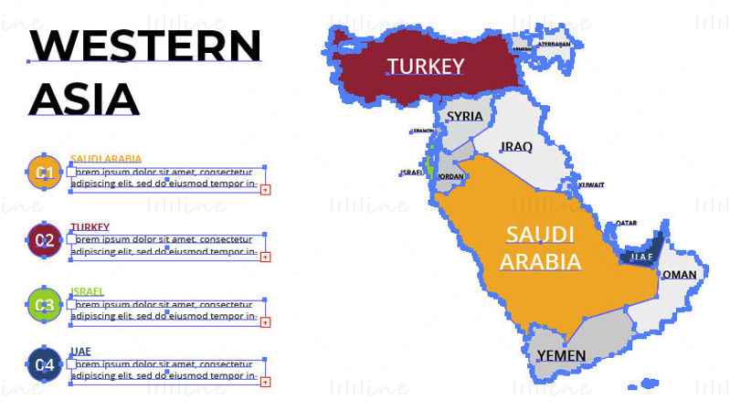 Western Asia map vector