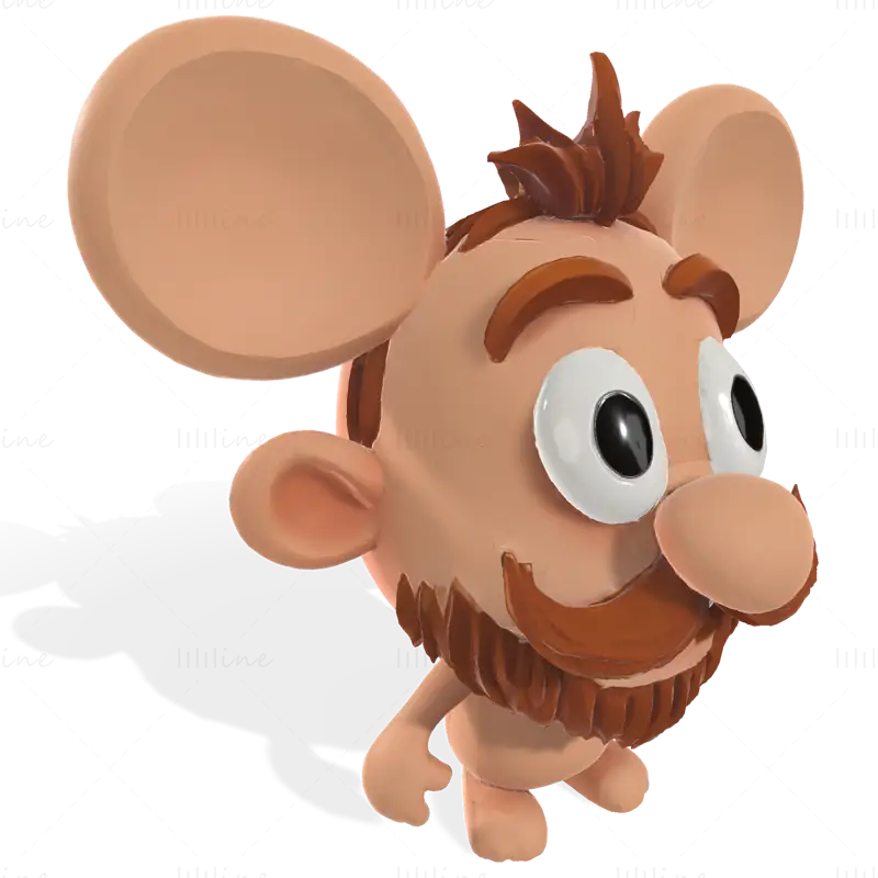 3D model rozmarných vousatých hliněných skřítků