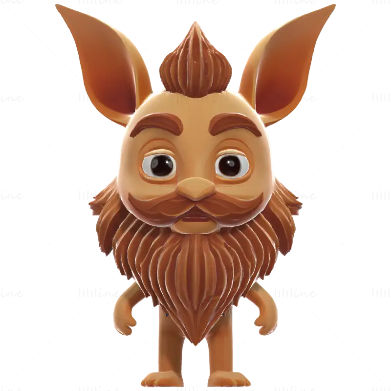 3D model rozmarných vousatých hliněných skřítků
