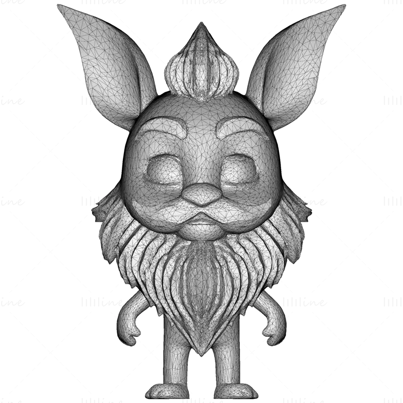 3D model rozmarných vousatých hliněných skřítků