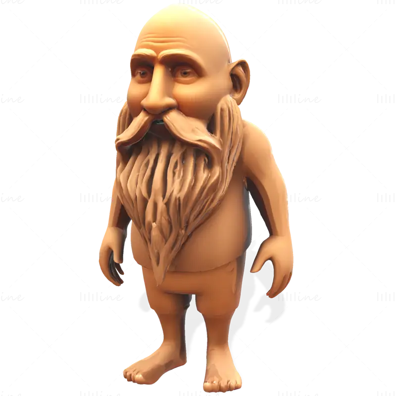 3D model rozmarných vousatých hliněných skřítků