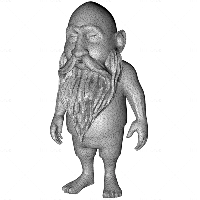3D model rozmarných vousatých hliněných skřítků