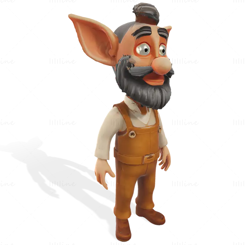 3D model rozmarných vousatých hliněných skřítků