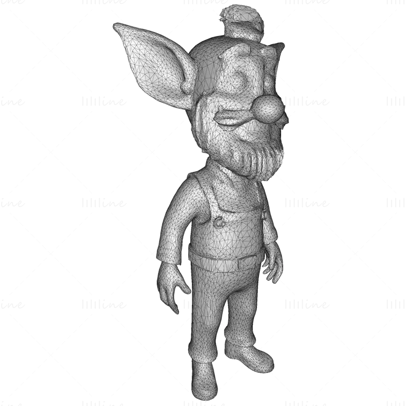 3D model rozmarných vousatých hliněných skřítků