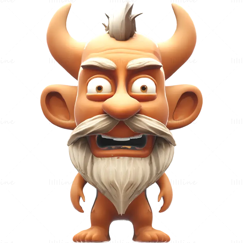 3D model rozmarných vousatých hliněných skřítků