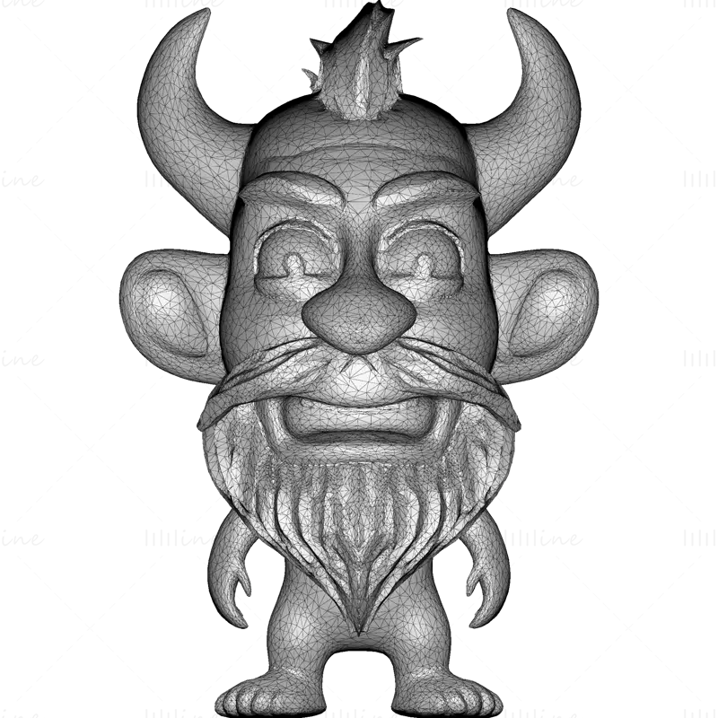 3D model rozmarných vousatých hliněných skřítků