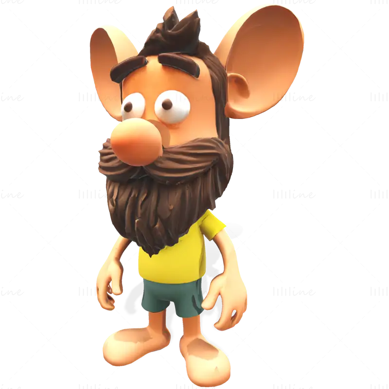 3D model rozmarných vousatých hliněných skřítků