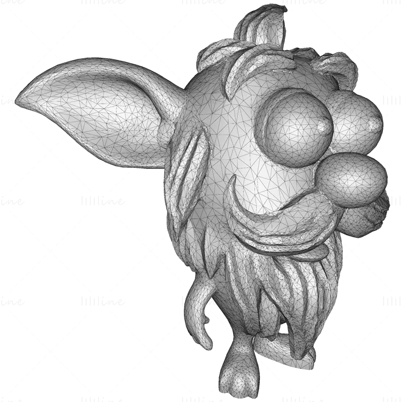 3D model rozmarných vousatých hliněných skřítků