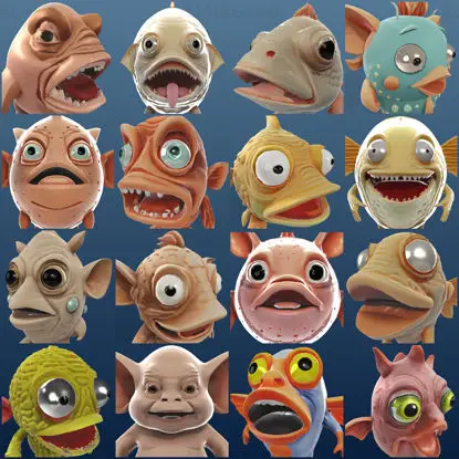 WhimsiFish Friends 3D-printmodelcollectie