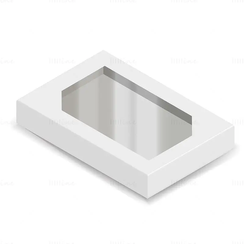 White Premium Cardboard Gift Box with Transparent Lid dieline vector