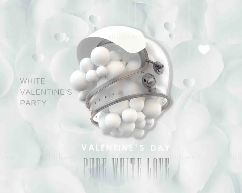 Șablon poter alb de Ziua Îndrăgostiților
