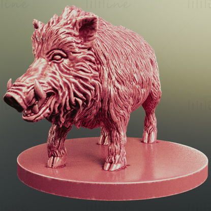 نموذج الطباعة الخنزير البري ثلاثي الأبعاد STL