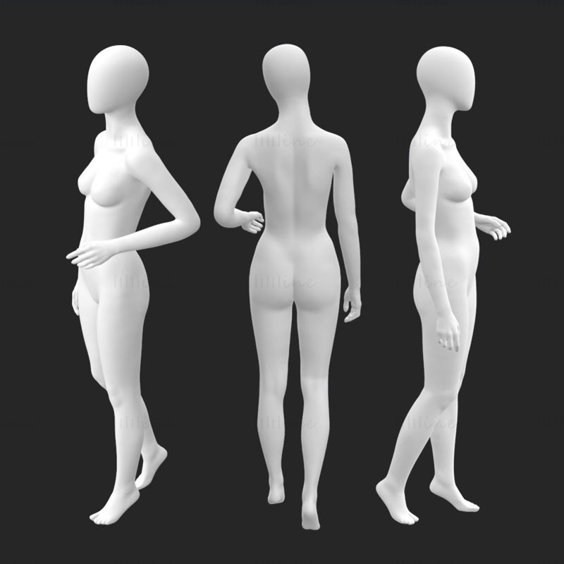 Window Display kvinnelig mannequin 3D-utskrift modell STL