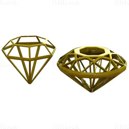 Modelo de impresión 3D de gema de diamante de estructura metálica STL