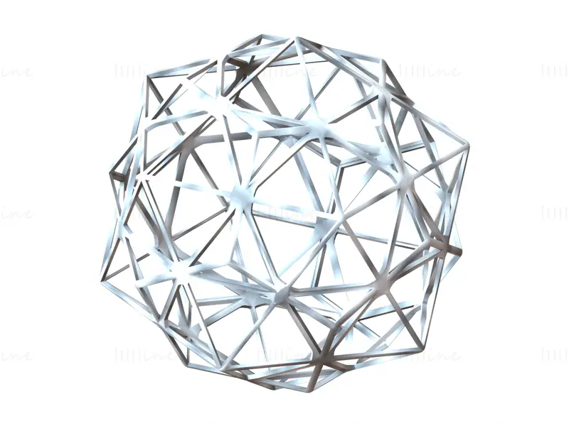 12面体と20面体の複合ワイヤフレーム形状 3DプリンティングモデルSTL