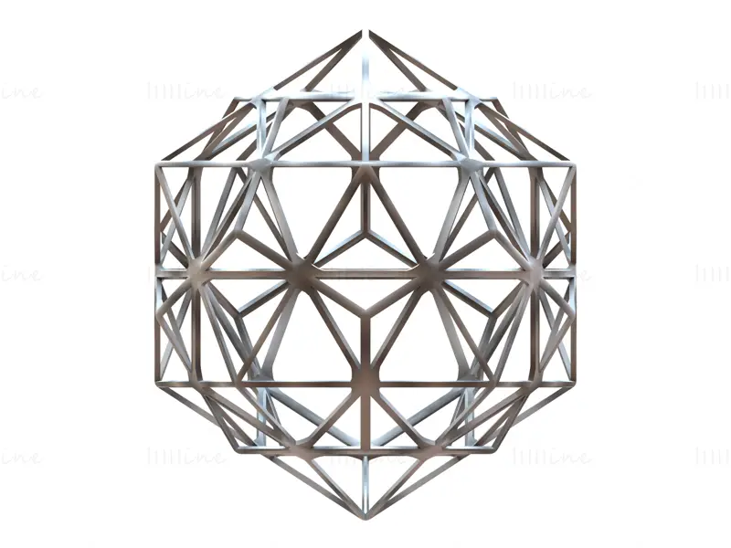Жичани облик спој додекаедра и икосаедра 3Д модел за штампање СТЛ