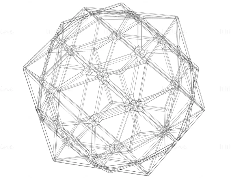 Compuesto de forma de estructura alámbrica de dodecaedro e icosaedro Modelo de impresión 3D STL