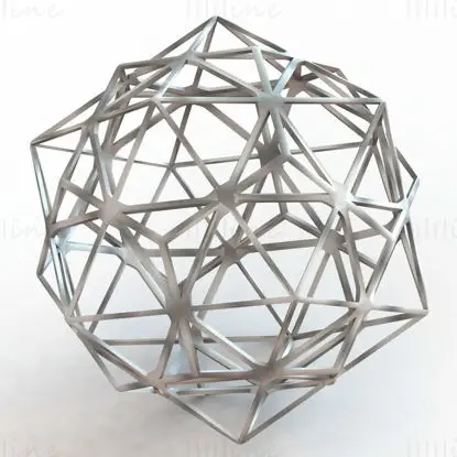 Dodecahedron ve Icosahedron 3D Baskı Modeli STL'nin Tel Çerçeve Şekli Bileşiği