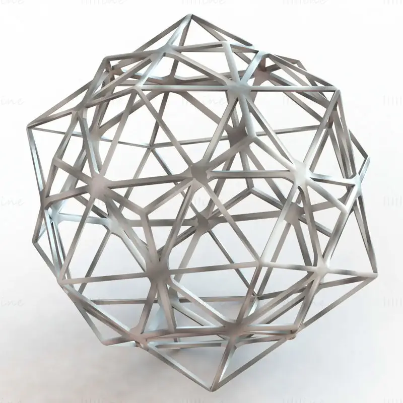 12面体と20面体の複合ワイヤフレーム形状 3DプリンティングモデルSTL
