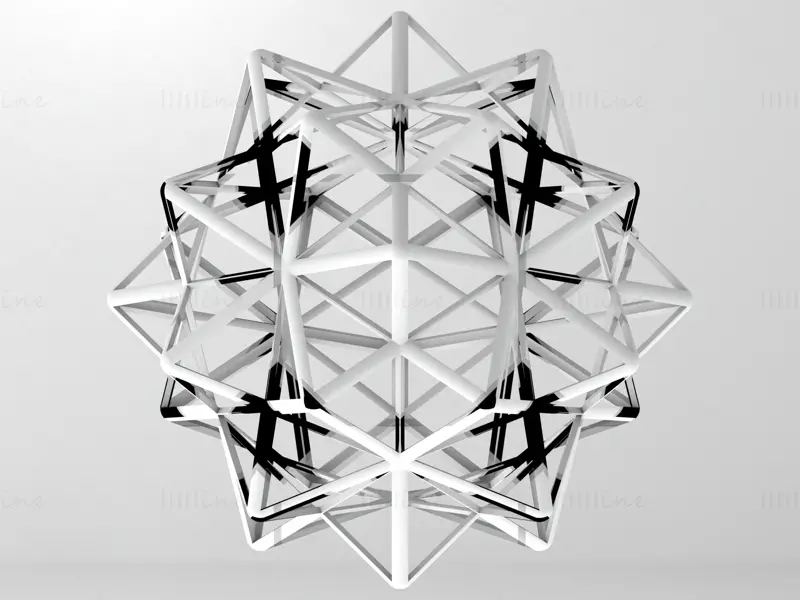 Wireframe Shape Compound of Five Octahedra Print 3D Model STL