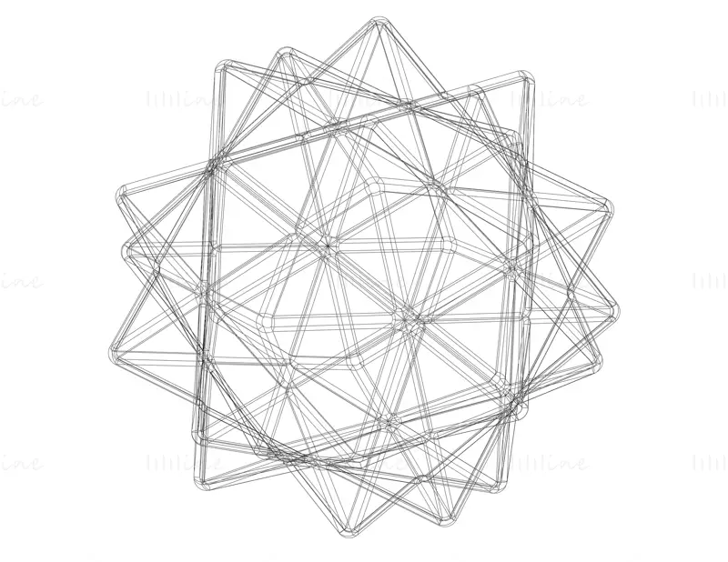 Wireframe Shape Compound of Five Octahedra 3D Printing Model STL