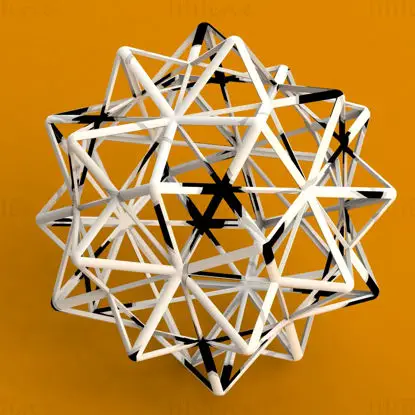 Wireframe Shape Compound of Five Octahedra Print 3D Model STL