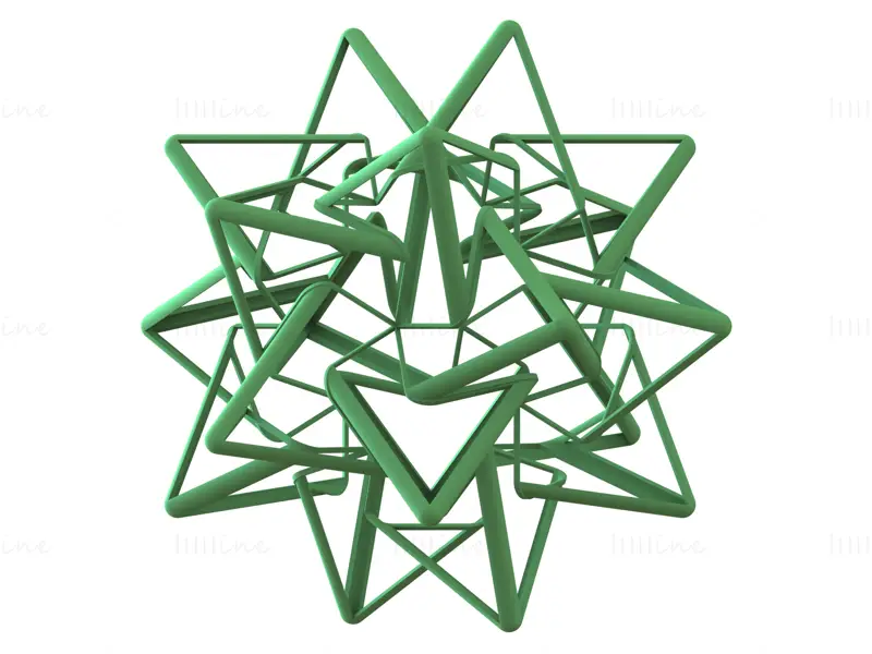 Forma wireframe composta da cinque modelli di stampa 3D tetraedri