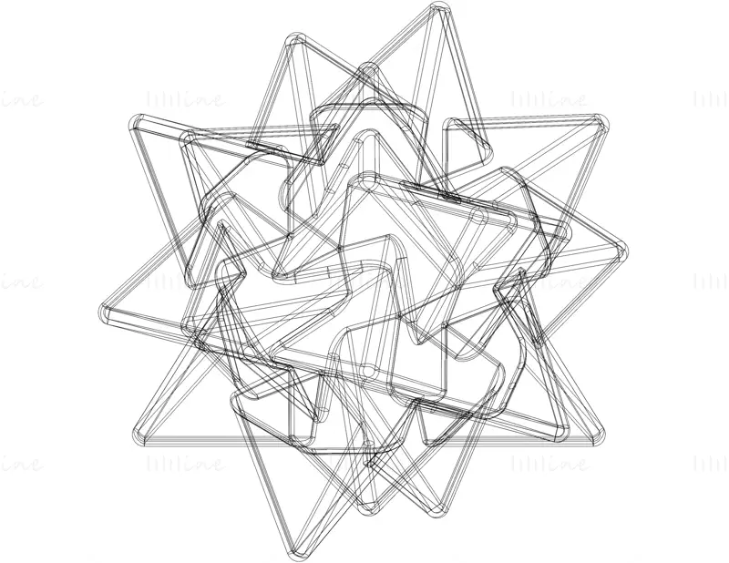 Forma wireframe composta da cinque modelli di stampa 3D tetraedri