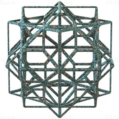 3 つの立方体の複合ワイヤフレーム形状 3D プリント モデル