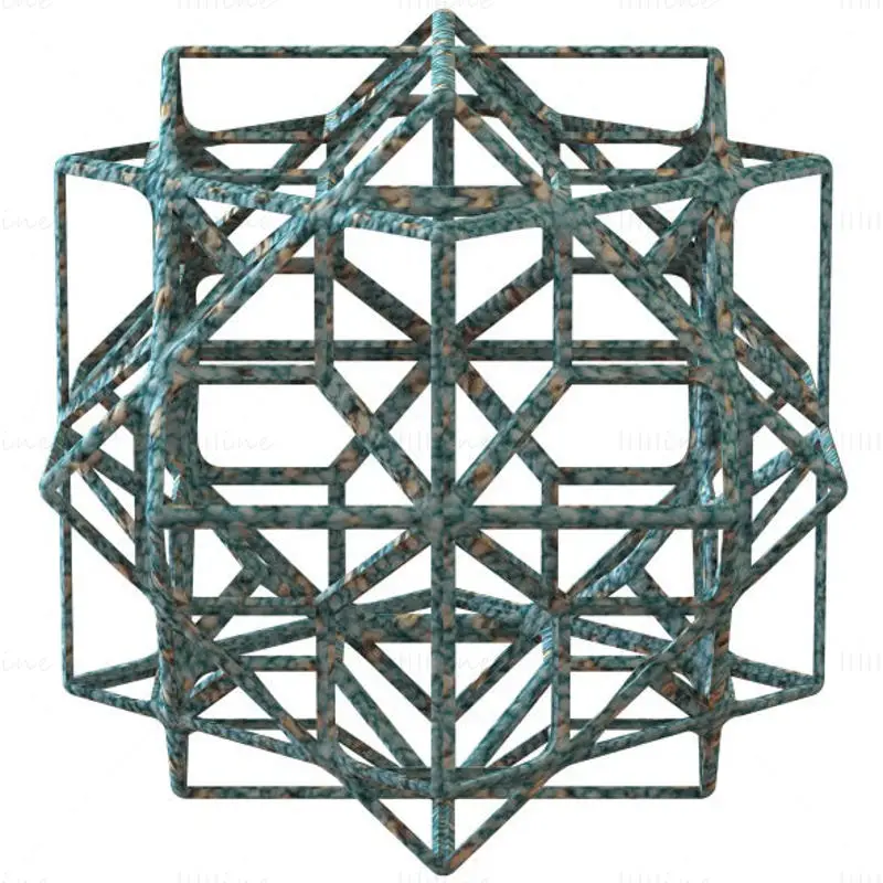 三个立方体的线框形状复合 3D 打印模型