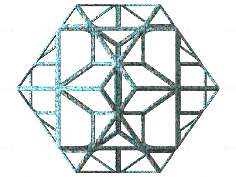 Wireframe-Formverbindung aus drei Würfeln 3D-Druckmodell