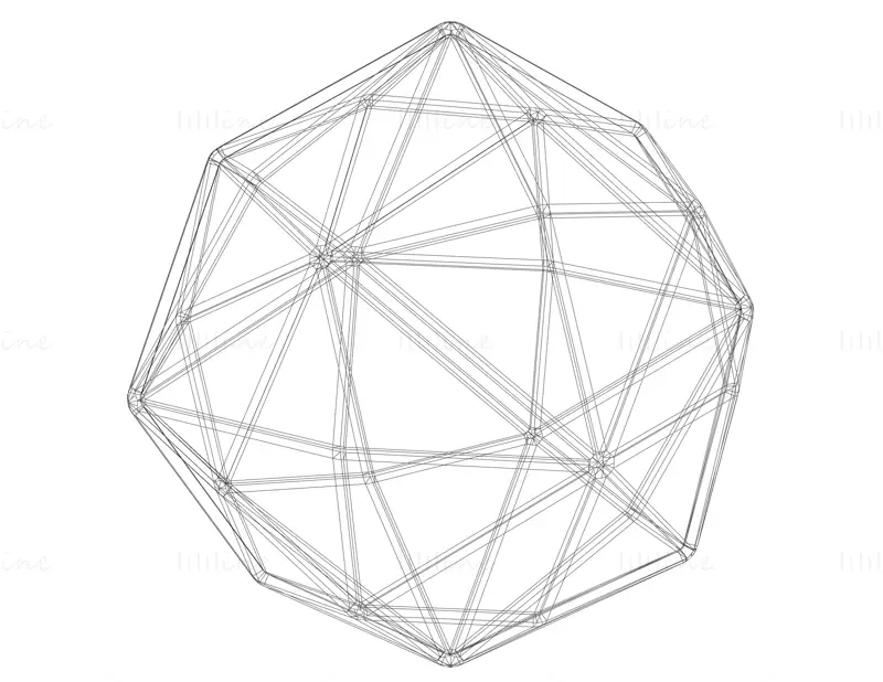 Wireframe Shape Disdyakis Dodecahedron 3D Printing Model STL