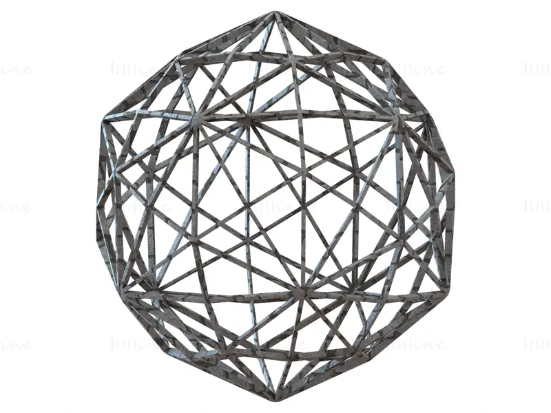 Wireframe Shape Disdyakis Triacontahedron 3D Printing Model STL