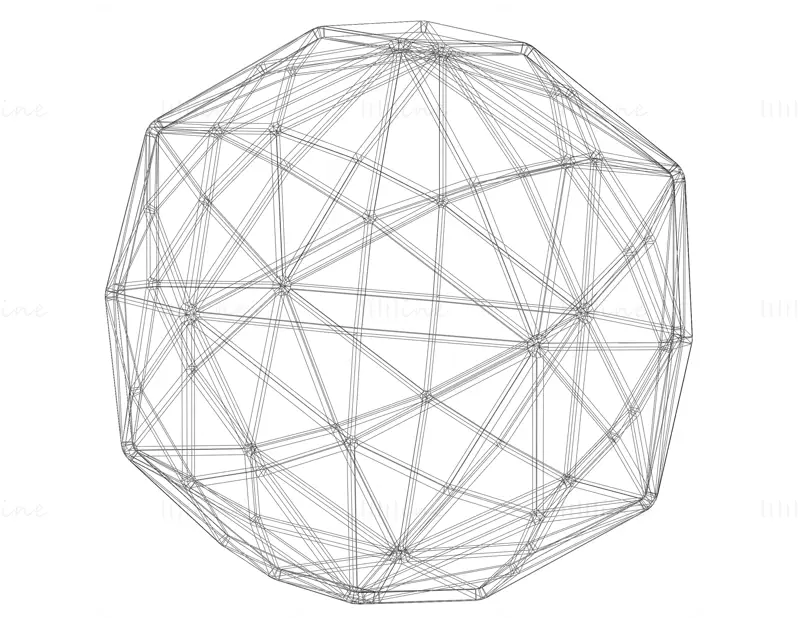 线框形状 Disdyakis Triacontahedron 3D 打印模型 STL