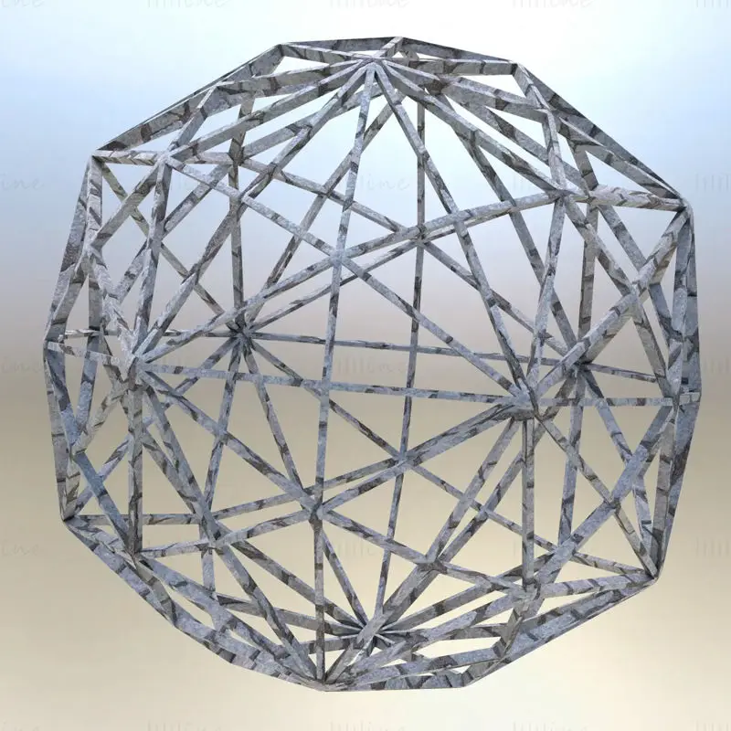 Wireframe Shape Disdyakis Triacontahedron 3D Printing Model STL