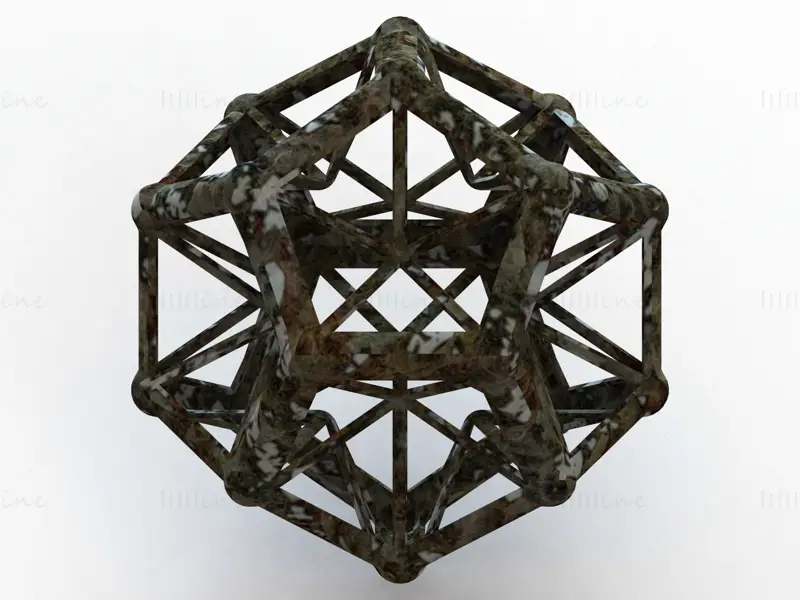 Modelo de impresión 3D de dodecaedro excavado con forma de estructura metálica STL
