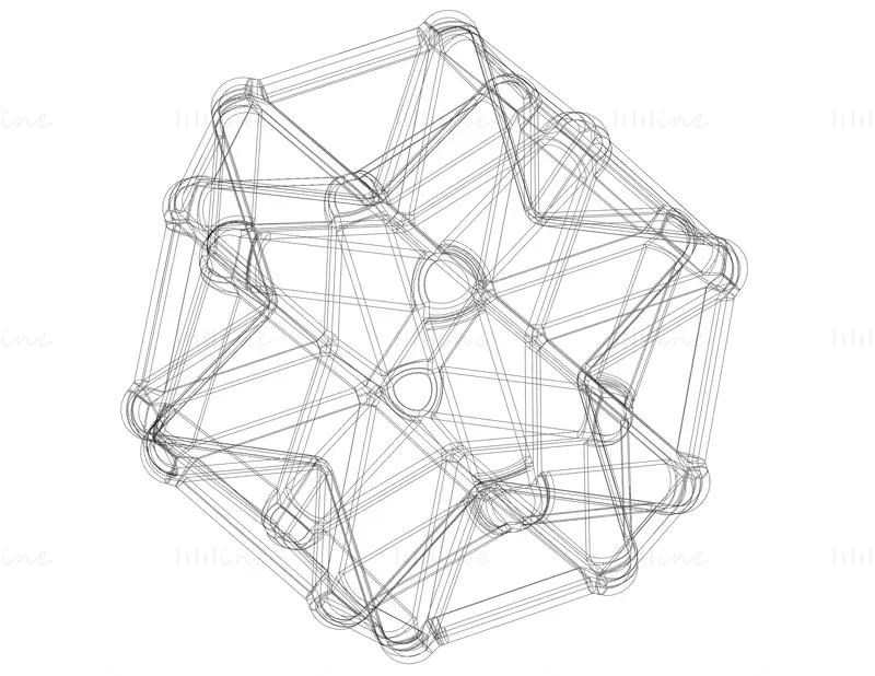 Modelo de impresión 3D de dodecaedro excavado con forma de estructura metálica STL