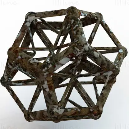 Tel Çerçeve Şekli Kazılmış Dodecahedron 3D Baskı Modeli STL